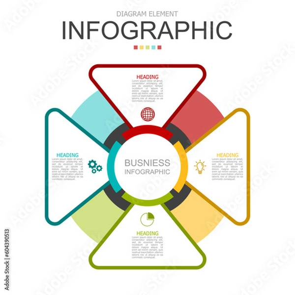 Fototapeta vector infographic triangle with circle diagram template block. used for process diagram, presentation, working flow, information layout, banner, chart, and graph.