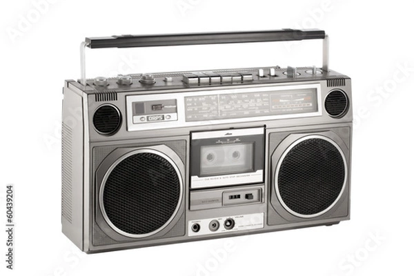 Obraz Retro Ghetto Blaster izolowany na białej ścieżce