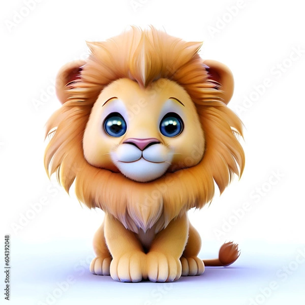 Fototapeta Smiling 3D Lion Face, Generative AI