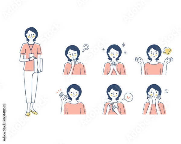 Fototapeta 女性の表情　バリーエーションセット