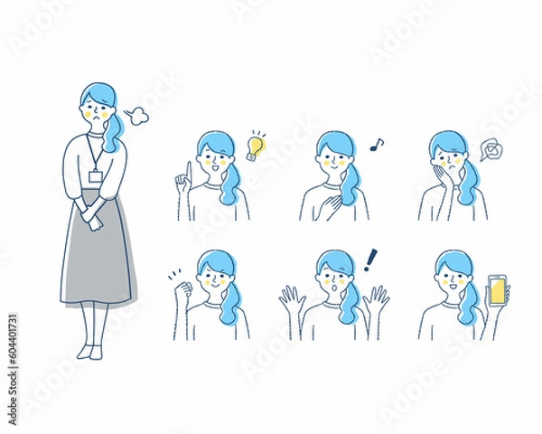 Fototapeta 女性の表情　バリーエーションセット