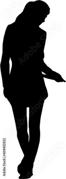 Obraz silhouette illustration girl standing  vector with transparent background