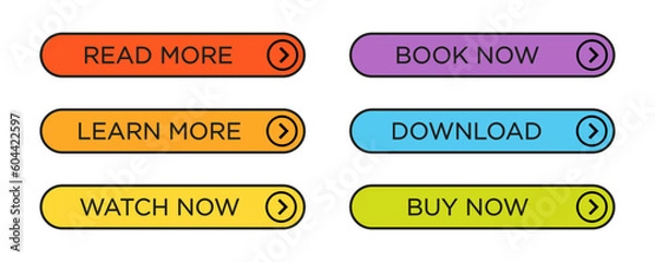 Obraz Colorful web buttons set. Web button set. Vector illustration.