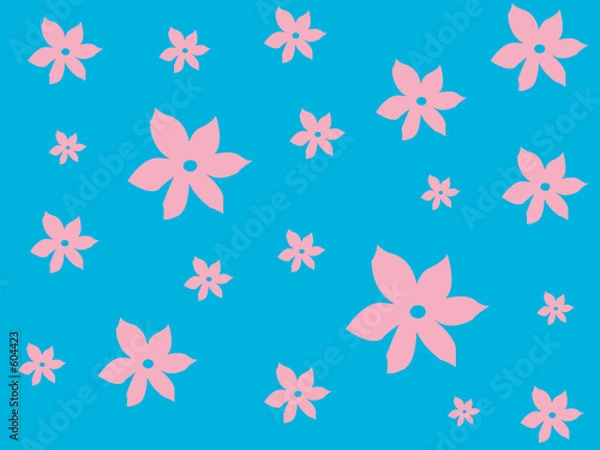 Obraz pink flowers on blue