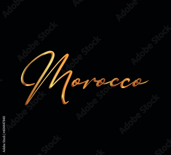 Obraz decorative 3d gold morocco text on black background