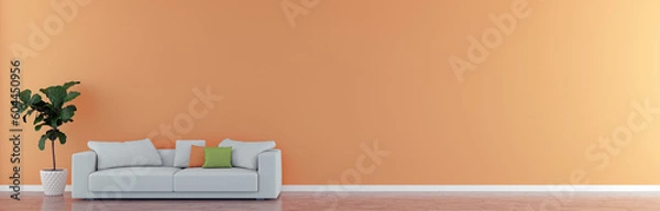 Fototapeta Large luxury modern bright interiors Living room mockup banner illustration 3D rendering computer digitally generated image