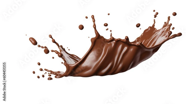Fototapeta A simple brown chocolate splash on a transparent background, Generative AI