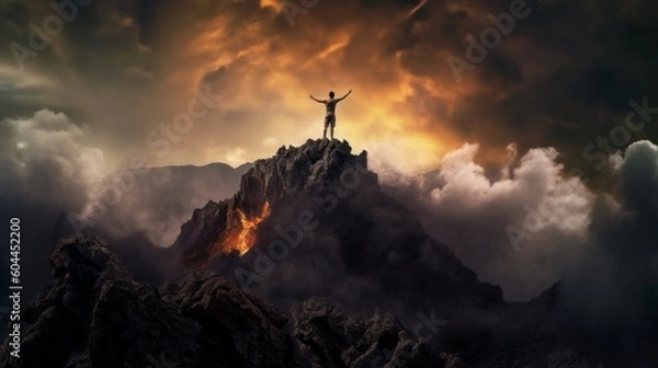 Obraz Man on a Mountain - Generative AI
