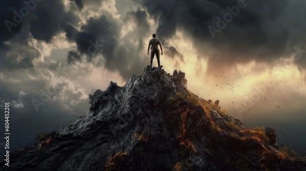 Obraz Man on a Mountain - Generative AI