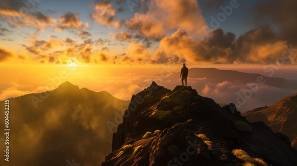 Obraz Man on a Mountain - Generative AI