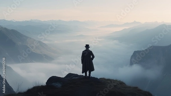 Obraz Man on a Mountain - Generative AI