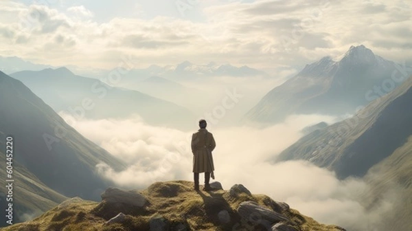 Obraz Man on a Mountain - Generative AI