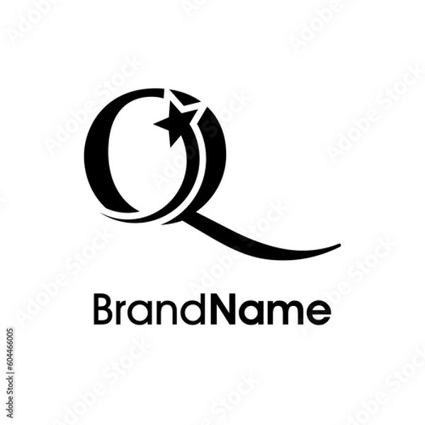 Obraz Elegant Initial Q Star Logo