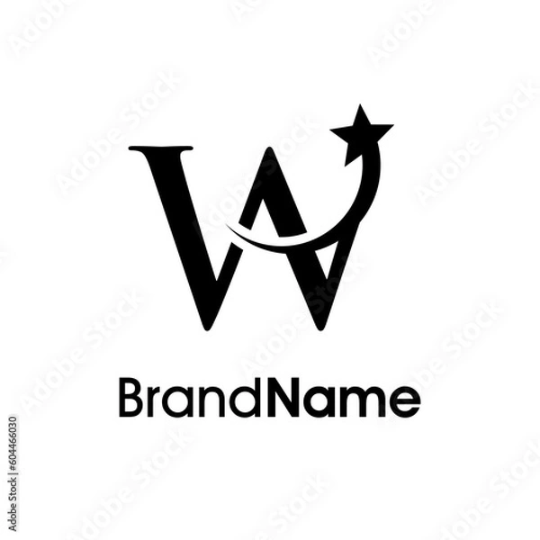 Obraz Elegant Initial W Star Logo
