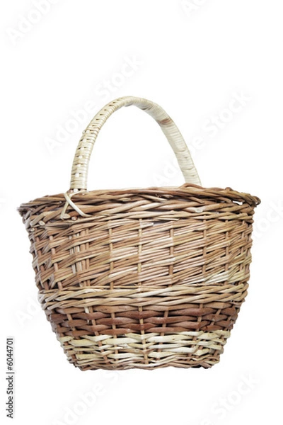 Obraz Wicker basket on white background