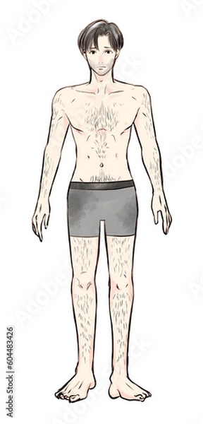 Fototapeta ムダ毛に悩む男性の全身イラスト