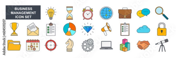 Fototapeta business management elements set icon symbol template for graphic and web design collection logo vector illustration