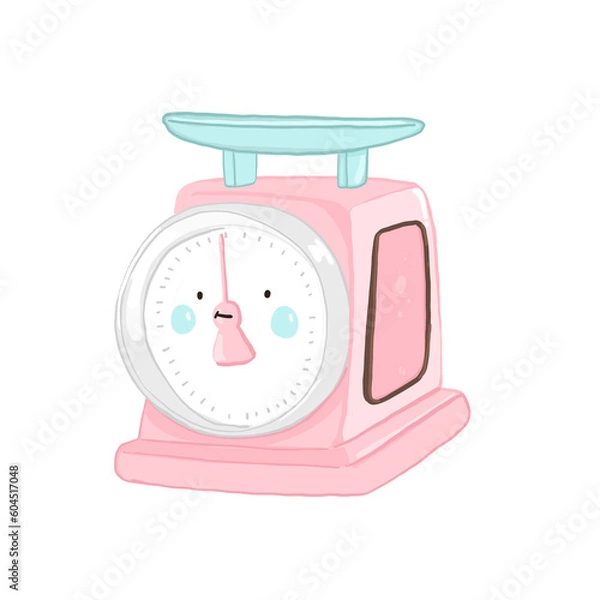 Obraz illustration Kitchen Scale pink Bakery so cute Png elements for decorating presentation , print card etc.
