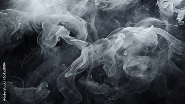 Obraz White cigarette smoke on black background