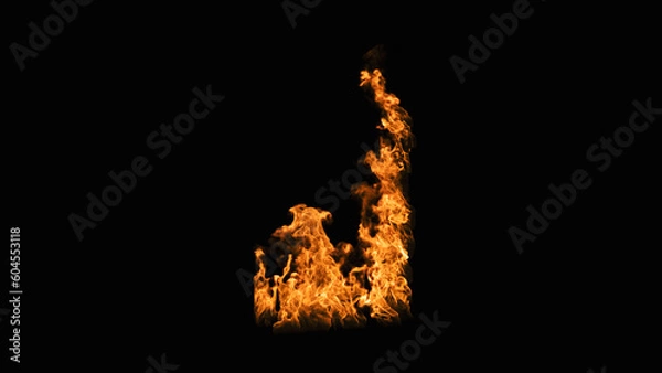 Obraz a window fire. flames on black background. fire igniting and burning. window flame isolate