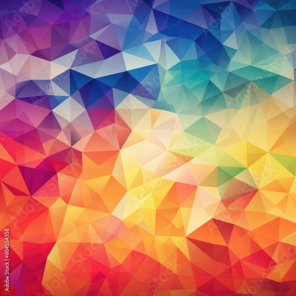Obraz Triangle based colorful abstract background. Composition of triangles with an artistic feel. Square format. hand edited generative AI. 