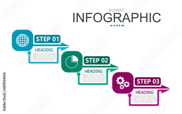 Fototapeta vector infographic square sign with arrow lines and step sign elements template block. used for process diagram, presentation, working flow, information layout, banner, chart, and graph.