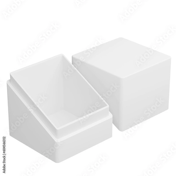 Obraz Rectangular diagonal box looks beautiful and clean isolated on white background, Suitable for presentations, advertisements , Box mockup,3D rendering.