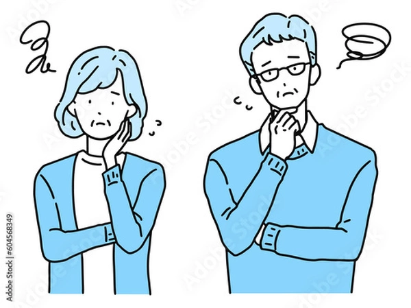 Obraz 困った表情・悩む老夫婦　男性＆女性	