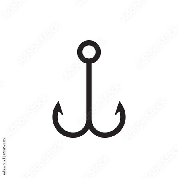 Fototapeta Barbed fish hook vector icon. Fishing hook flat sign design. Fish hook symbol pictogram. UX UI icon