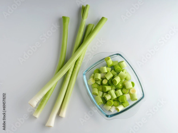 Fototapeta freshly chopped leek