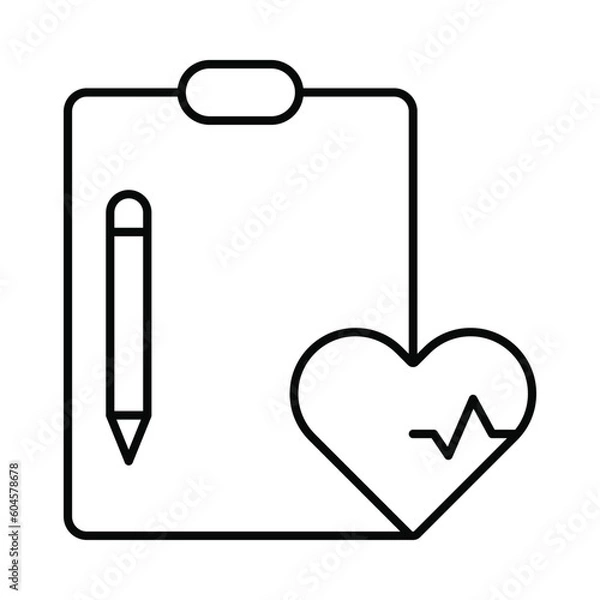 Fototapeta notepad, heart report, report, pen, heart report writing icon