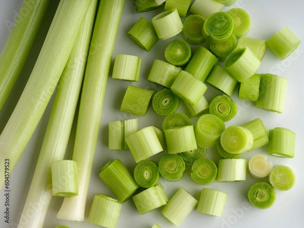 Fototapeta freshly chopped leek