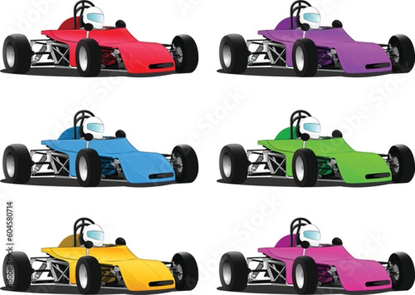 Fototapeta Multi-color racing car set