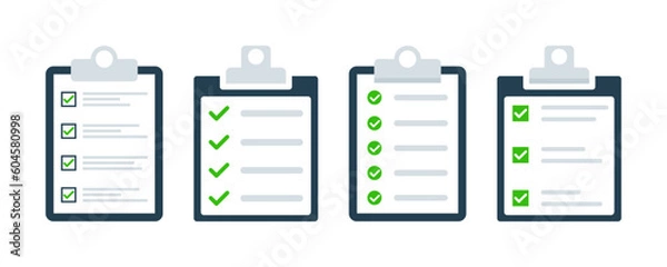 Fototapeta Set of checklist vector icons. Clipboard icon on white background. Vector 10 Eps.
