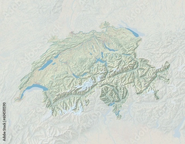Obraz Topographic map of Switzerland with shaded relief