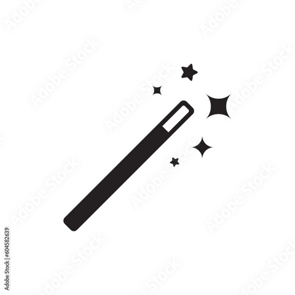 Fototapeta Magic wand with stars flat sign design. Magic wand vector icon. Magic wand symbol pictogram. UX UI icon