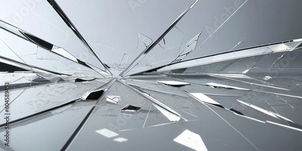 Obraz 割れたガラス、ひび割れ、衝撃、落下、generative ai