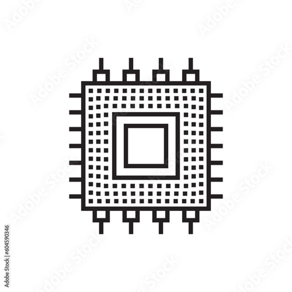 Fototapeta Processor vector icon. CPU microprocessor flat sign design. Computer chip symbol. Micro chip pictogram. Processor icon. CPU sign. UX UI icon