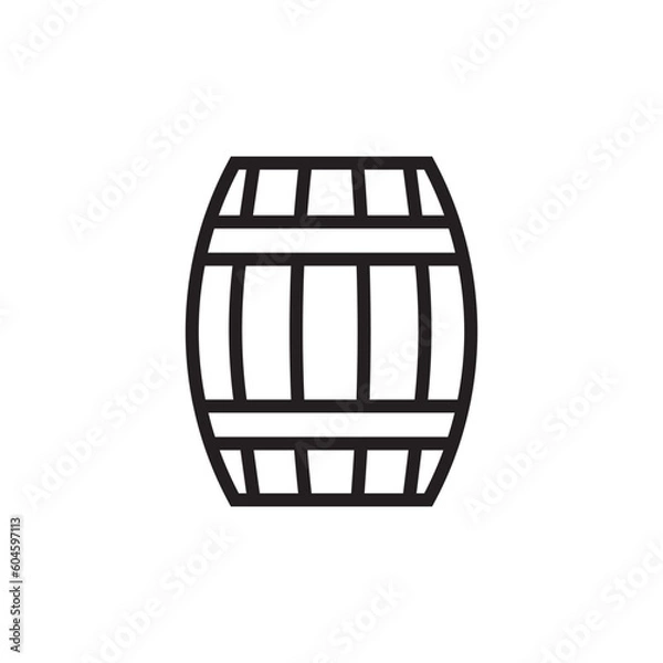 Fototapeta Wooden barrel vector icon. Wine barrel icon. Barrel flat sign design. Wine barrel symbol pictogram. UX UI icon