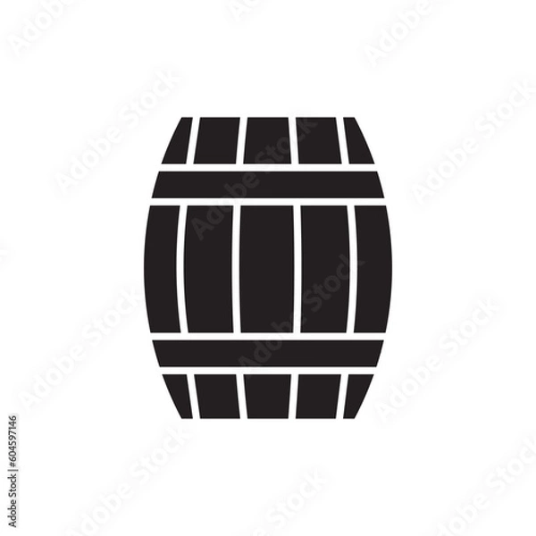 Fototapeta Wooden barrel vector icon. Wine barrel icon. Barrel flat sign design. Wine barrel symbol pictogram. UX UI icon