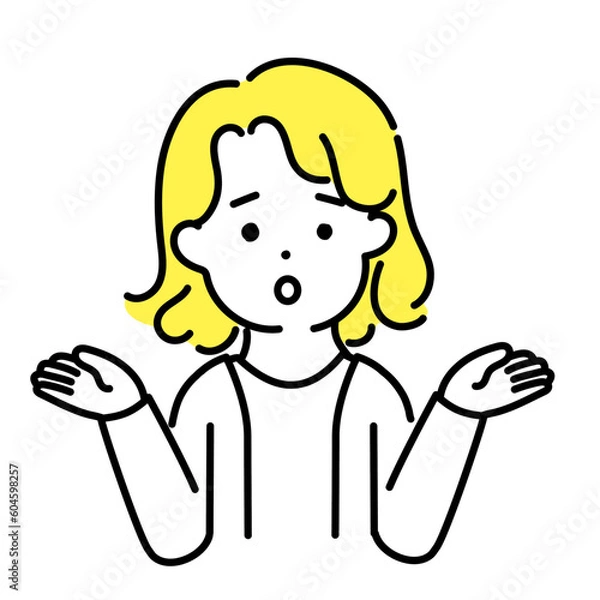 Fototapeta かわいい人物のイラストシリーズ _ 中性的な人物 _ 困る