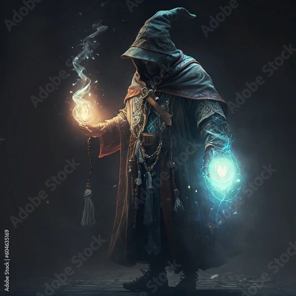 Obraz Charakter Design eines Zauberers, KI generiertes Bild