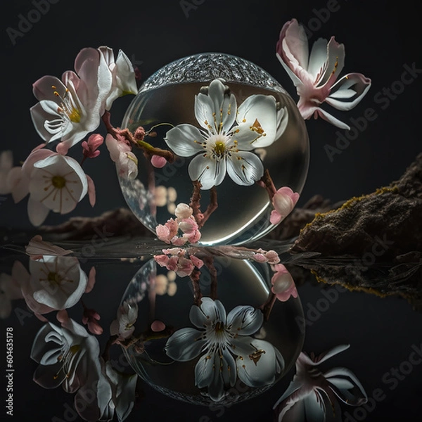 Obraz Kirschblüte in einer Glaskugel