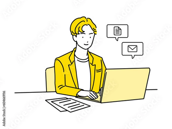 Obraz 人物　デスクワーク　男性　快適