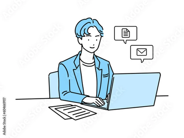 Obraz 人物　デスクワーク　男性　快適