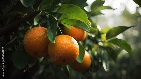 Fototapeta beautiful ripe big orange with light glow , Generative Ai	
