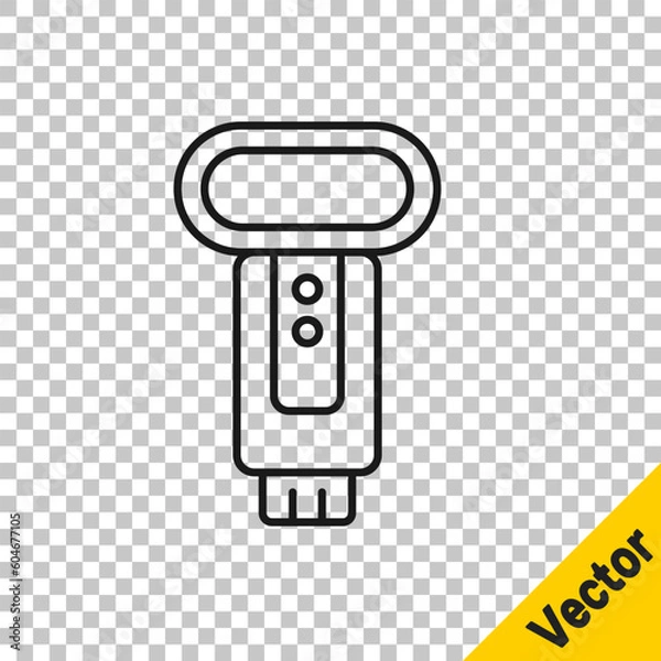 Fototapeta Black line Photo camera flash icon isolated on transparent background. Vector