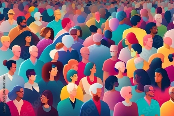 Fototapeta Retro Style Crowd Generative AI