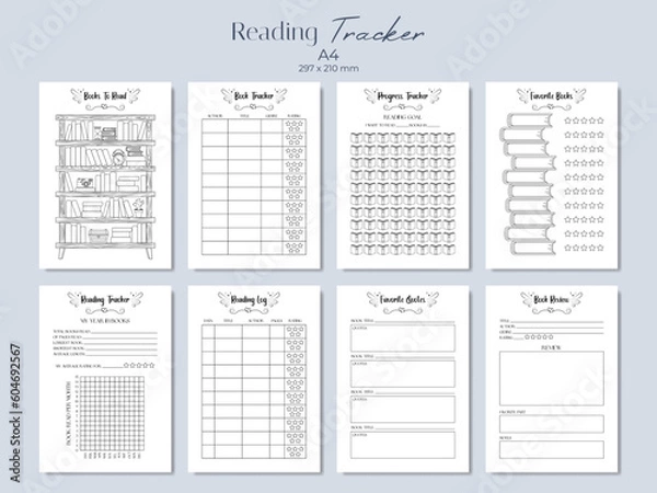 Obraz Book reading tracker, vector illustration