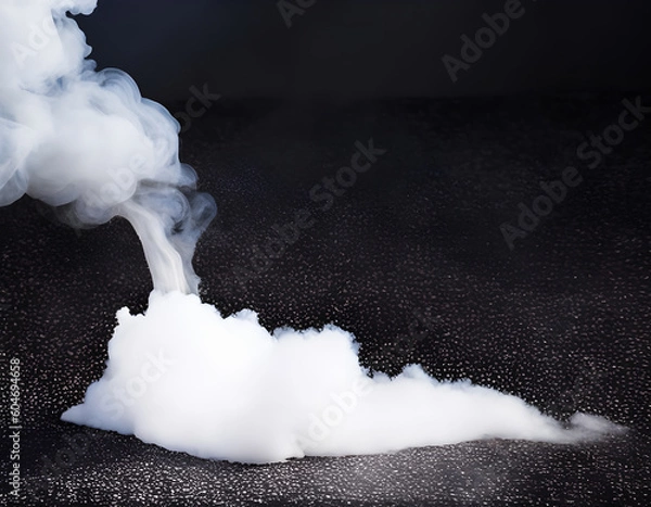 Fototapeta Smoke or fog steam set on black color background. Hazy steam curls for decorative special effect. Cigarette fumes or dry ice Smoking design. Smoke steam food, Generative AI, illustration